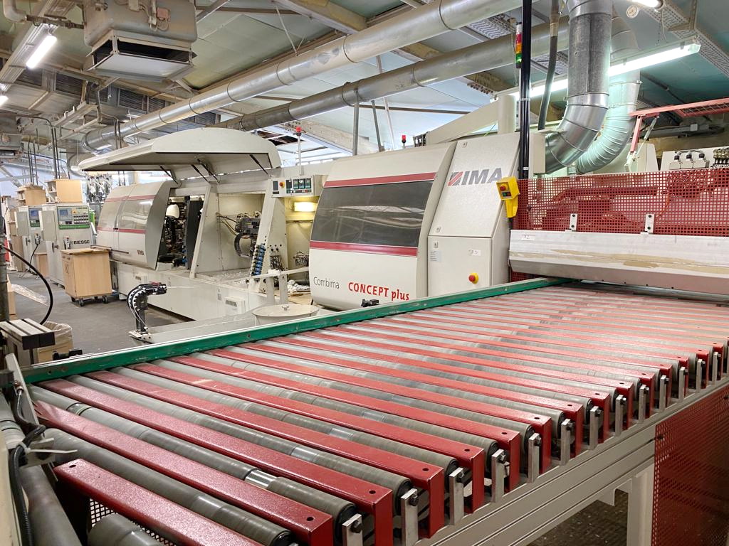 FACONNEUSE-PLAQUEUSE (LIGNE 4-COTES  de FACONNAGE-PLAQUAGE de CHANTS) - IMA + BIESSE - Sofit