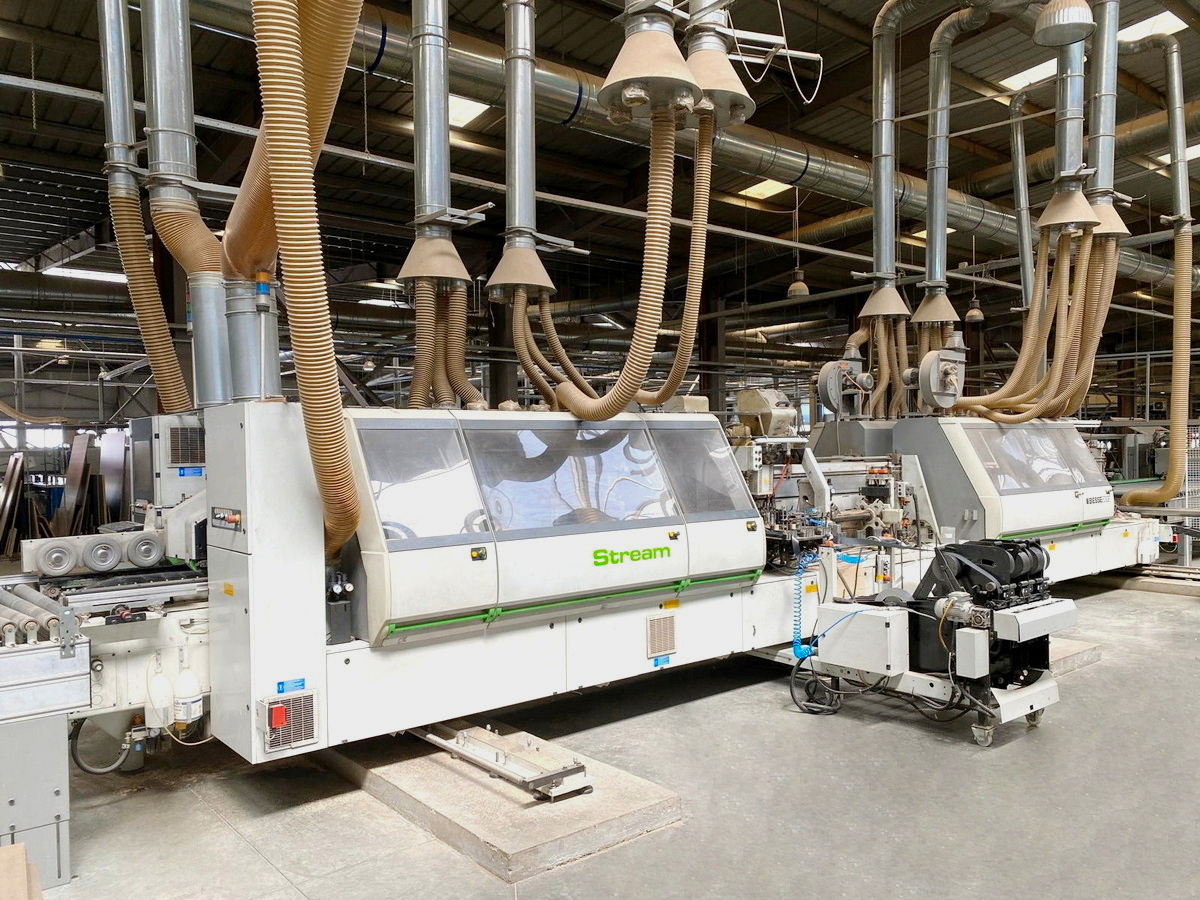 FACONNEUSE-PLAQUEUSE (LIGNE 4-COTES  de FACONNAGE-PLAQUAGE de CHANTS) - BIESSE + RBO - Sofit